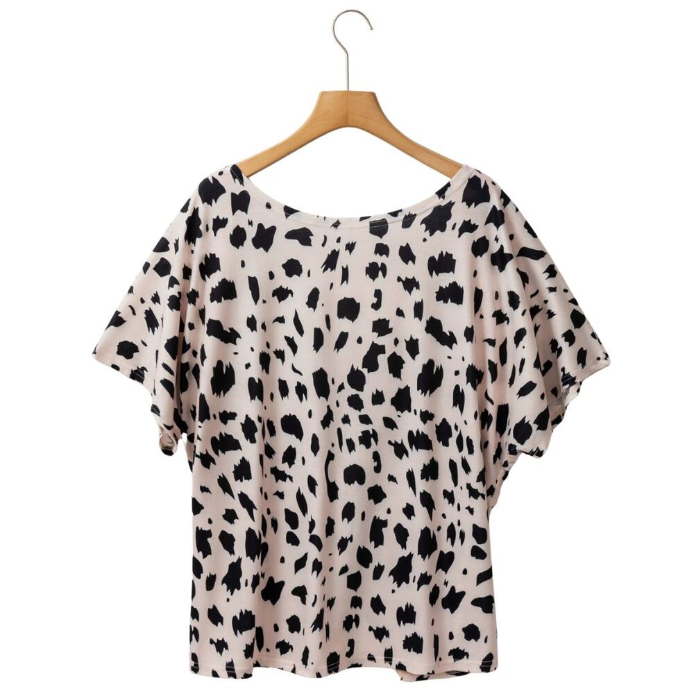 Womens Top S-2X Boutique Keyhole Back Twist Knot Tee Leopard Print Boho Blouse - Picture 9 of 16